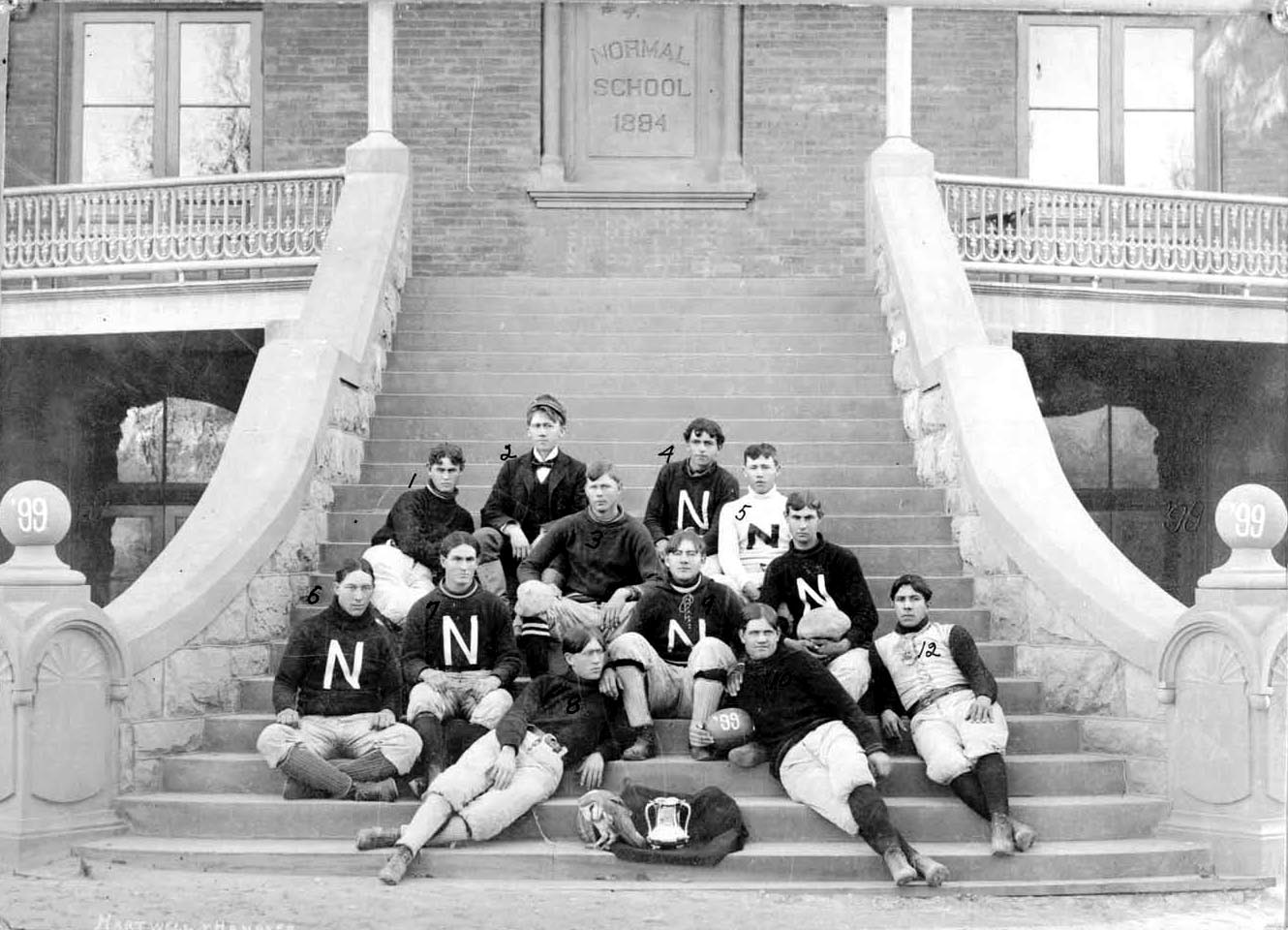 1899 football team players with territorial cup  